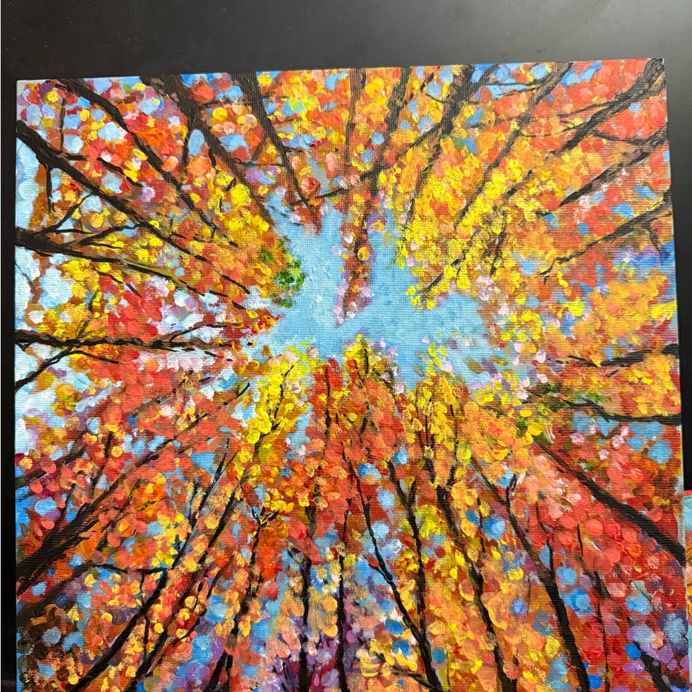Original Autumn Tree Canopy Oil and Acrylic Painting